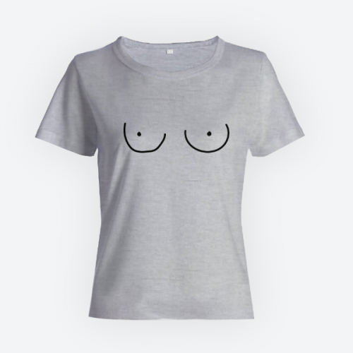 Женская прикольная футболка с нарисованной грудью
